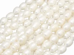 20 perles de culture forme grain de riz - 9 mm environ