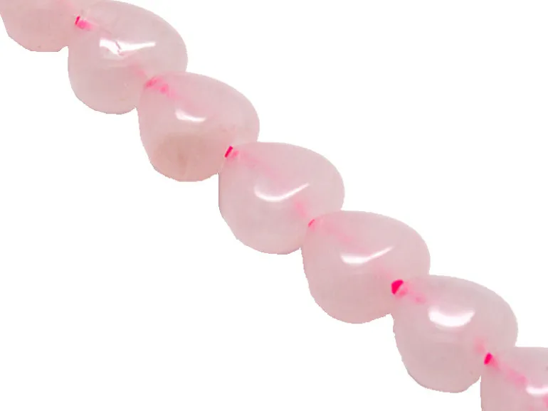 10 perles de quartz naturel coeur - Rose clair