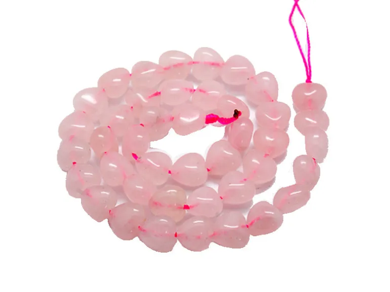 10 perles de quartz naturel coeur - Rose clair