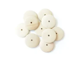 10 perles en bois - Rond plat 23 mm
