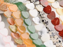 10 perles en forme de cœur - mix matières nature et synthétique - 6 mm