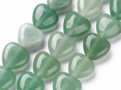 10 perles en forme de cœur en aventurine verte - 10 mm