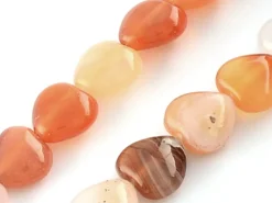 10 perles en forme de cœur en agate rouge - 10 mm