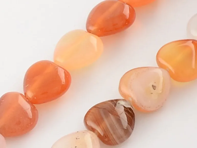 10 perles en forme de cœur en agate rouge - 10 mm
