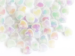 50 perles en plastique - cœurs nacrés - 8 mm