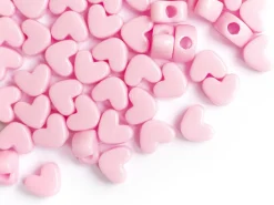 50 perles en plastique - cœur rose