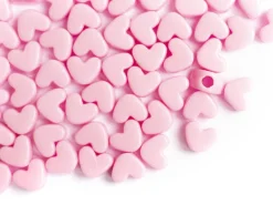 50 perles en plastique - cœur rose