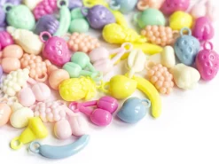 50 perles en plastique - fruits variés - pastel