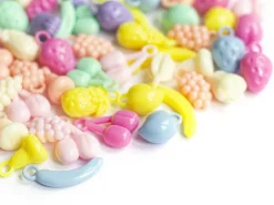 50 perles en plastique - fruits variés - pastel