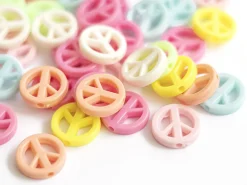 50 perles en plastique - peace and love - pastelles