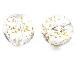 50 perles en plastique - ronde à paillettes - doré - 7 mm