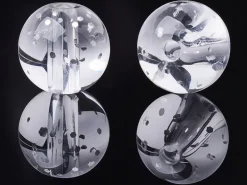 50 perles en plastique - ronde à paillettes - blanc - 7 mm