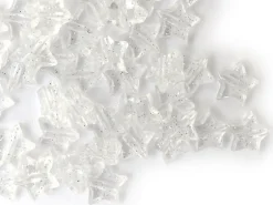 50 perles en plastique - étoiles transparentes à paillettes - 10 mm