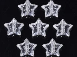 50 perles en plastique - étoiles transparentes à paillettes - 10 mm
