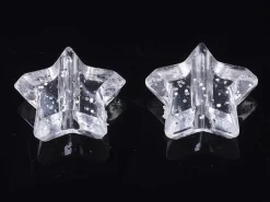 50 perles en plastique - étoiles transparentes à paillettes - 10 mm