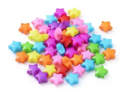 50 perles en plastique - étoiles couleur vive - 12 mm