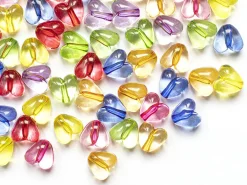 50 perles en plastique coeur - inclusion multicolore - 10 mm