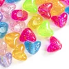 50 perles en plastique- cœurs pailletés - multicolore
