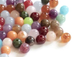 50 perles en plastique imitation pierres naturelles - multicolore - 8 mm