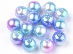100 perles en plastique rondes imitation perles de culture - 6 mm - dégradé bleu et violet