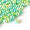 100 perles en plastique rondes imitation perles de culture - 6 mm - dégradé vert d'eau