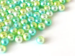 100 perles en plastique rondes imitation perles de culture - 6 mm - dégradé vert d'eau