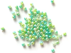 100 perles en plastique rondes imitation perles de culture - 6 mm - dégradé vert d'eau
