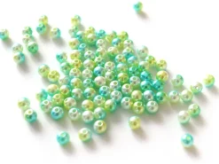 100 perles en plastique rondes imitation perles de culture - 6 mm - dégradé vert d'eau