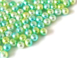 100 perles en plastique rondes imitation perles de culture - 6 mm - dégradé vert d'eau