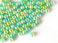 100 perles en plastique rondes imitation perles de culture - 6 mm - dégradé vert d'eau