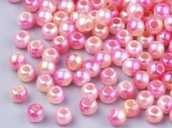 100 perles en plastique rondes imitation perles de culture - 6 mm - dégradé rose