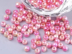 100 perles en plastique rondes imitation perles de culture - 6 mm - dégradé rose