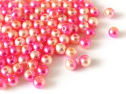 100 perles en plastique rondes imitation perles de culture - 6 mm - dégradé rose