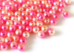 100 perles en plastique rondes imitation perles de culture - 6 mm - dégradé rose