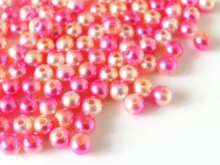 100 perles en plastique rondes imitation perles de culture - 6 mm - dégradé rose