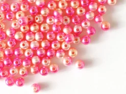 100 perles en plastique rondes imitation perles de culture - 6 mm - dégradé rose