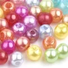 100 perles en plastique rondes imitation perles de culture - 6 mm - multicolore