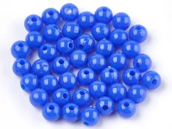 100 perles en plastique rondes 6 mm - bleu foncé