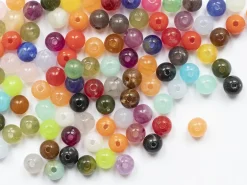 100 perles en plastique rondes 6 mm - imitation perles naturelles