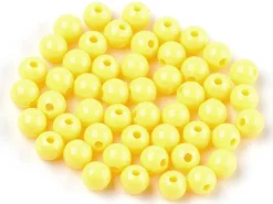 100 perles en plastique rondes 6 mm - jaune