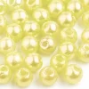 100 perles en plastique rondes imitation perles de culture - 6 mm - jaune pâle