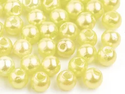 100 perles en plastique rondes imitation perles de culture - 6 mm - jaune pâle