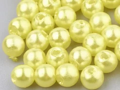 100 perles en plastique rondes imitation perles de culture - 6 mm - jaune pâle