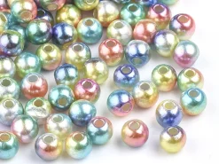 100 perles en plastique rondes imitation perles de culture - 6 mm - mix de perles dégradé