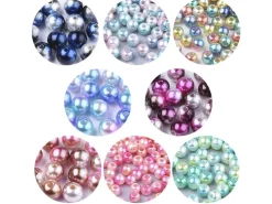 100 perles en plastique rondes imitation perles de culture - 6 mm - mix de perles dégradé