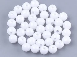 100 perles en plastique rondes 6 mm - blanc