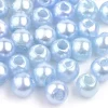100 perles en plastique rondes imitation perles de culture - 6 mm - bleu pâle
