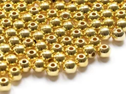 100 perles en plastique rondes - 6 mm - doré