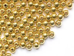 100 perles en plastique rondes - 6 mm - doré