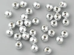 100 perles en plastique rondes - 6 mm - argenté